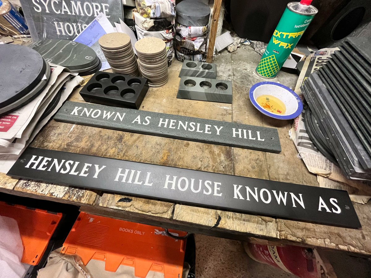 Some beautiful signs Handcrafted using Westmorland Green and Brathay Blue Grey slate by Andy.
#localslate #cumbrianslate #bespoke #shoplocal 
buff.ly/3D3AjWD