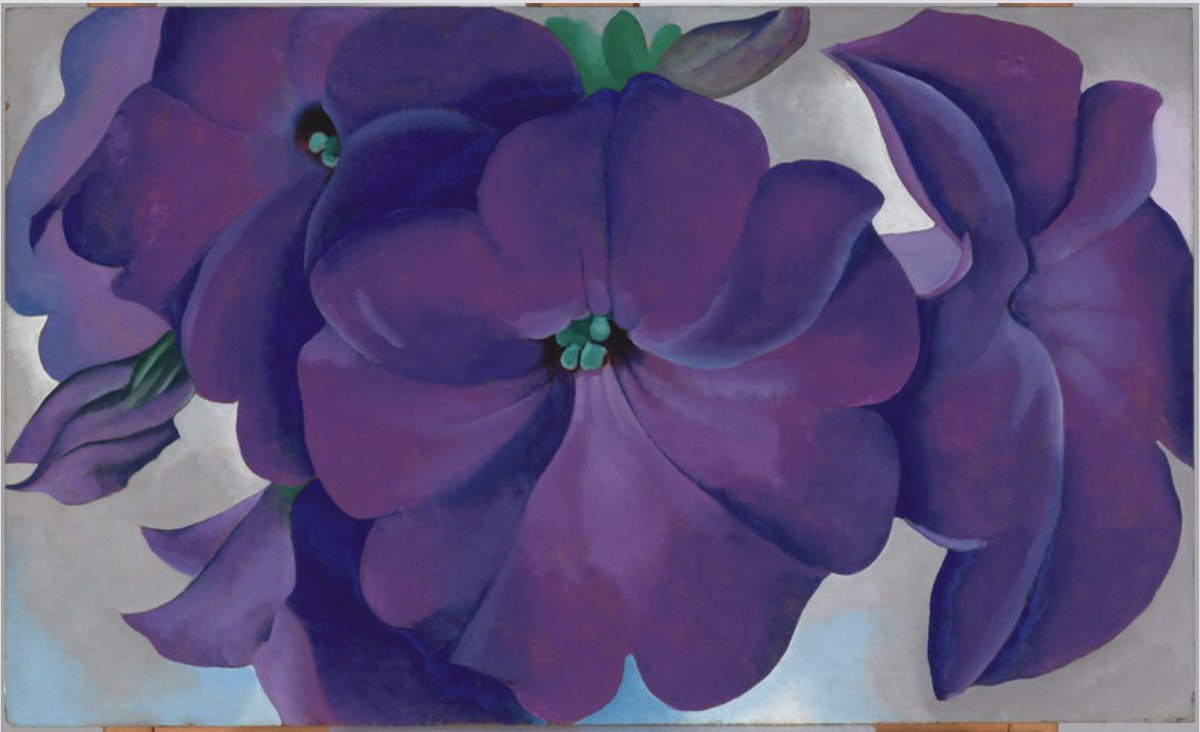 Happy 135th birthday to Georgia O'Keeffe! O'Keefe's legacy is one of fearless innovation, defying art world expectations and the social norms of her time to become one of the world's best-known artists. [Petunias (Detail), 1925, © Georgia O'Keeffe Museum / Artists Rights Society]