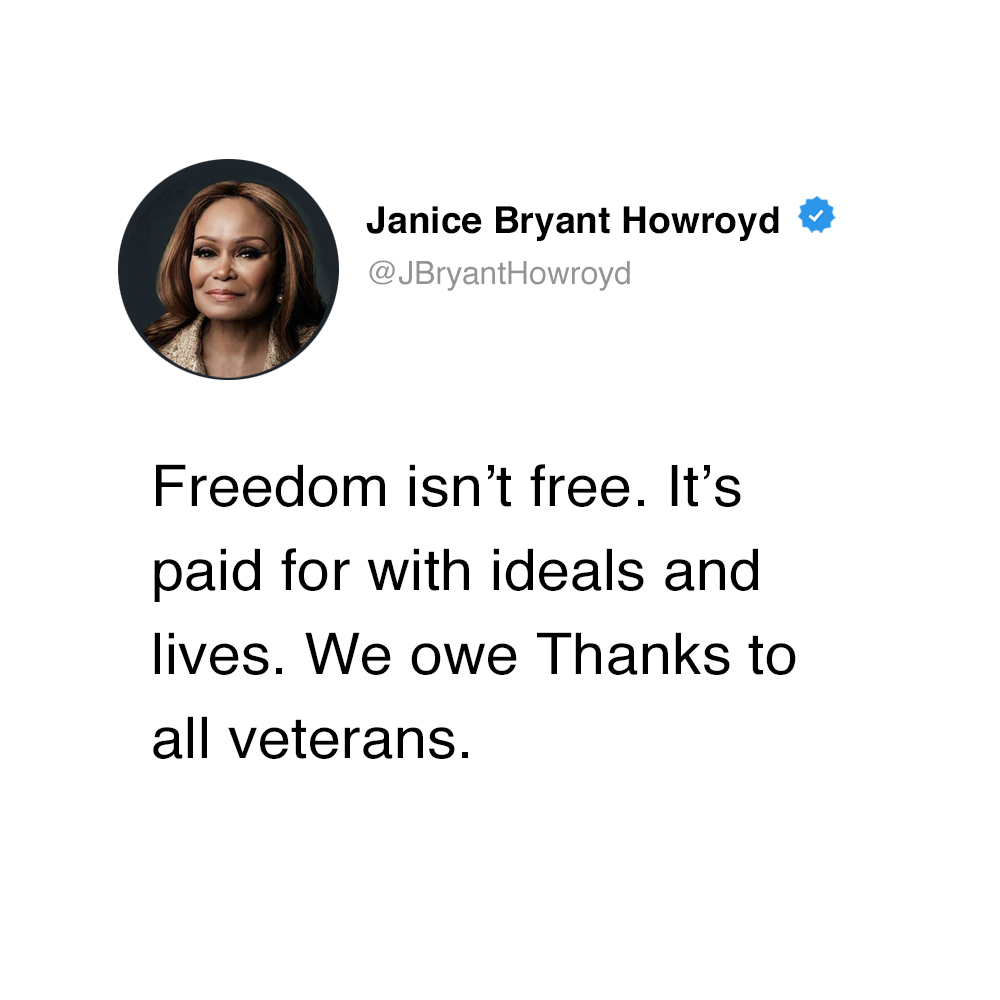 Freedom isn’t free. It’s paid for with ideals and lives. We owe Thanks to all veterans.