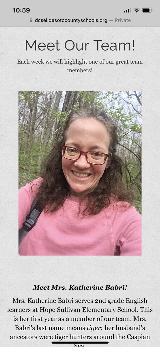 Meet Mrs. Katherine Babri!

Visit our website for our weekly teacher highlight &amp; other EL info! #TeamDCS