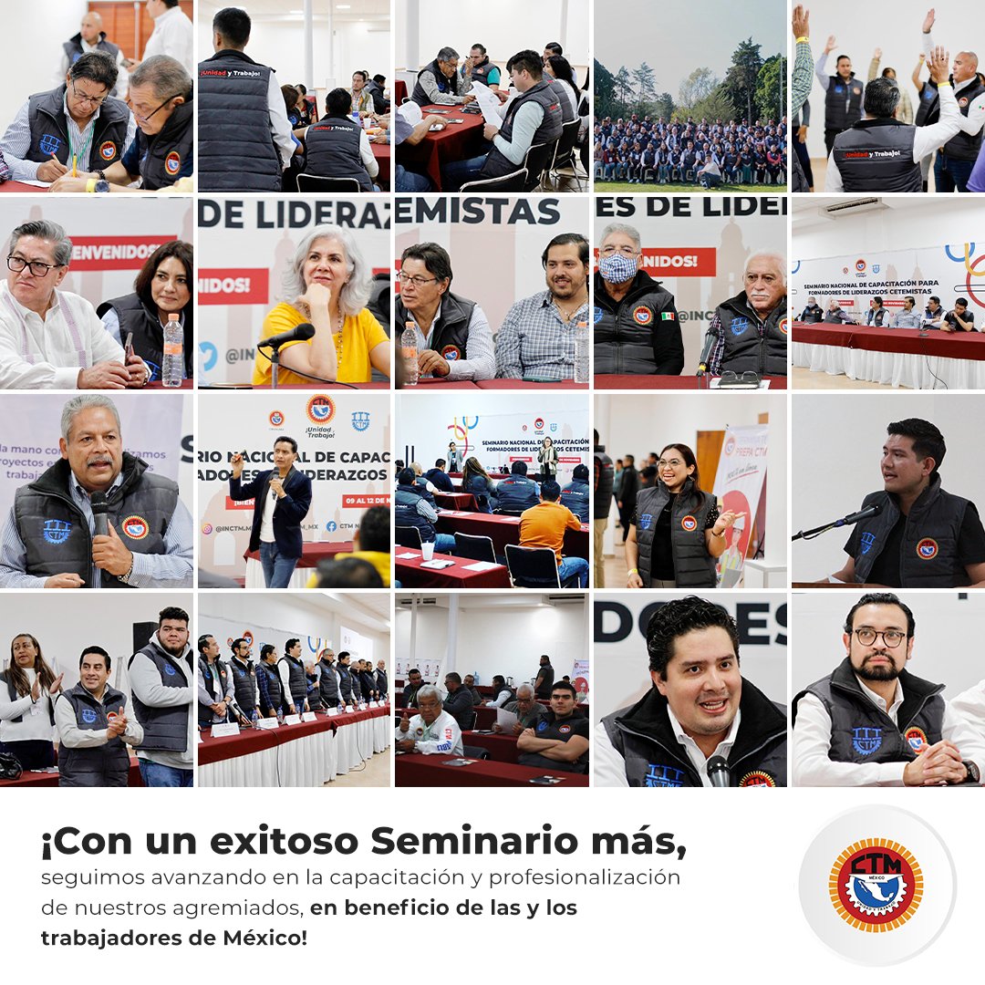Con el impulso y la visión social de nuestro Secretario General, el Senador <a href="/CarlosAceves_/">Carlos Aceves del Olmo</a> del Olmo, se logró con éxito el Seminario de Capacitación para Formadores de Liderazgos Cetemistas.

¡Que vengan más iniciativas en favor de las y los trabajadores mexicanos!