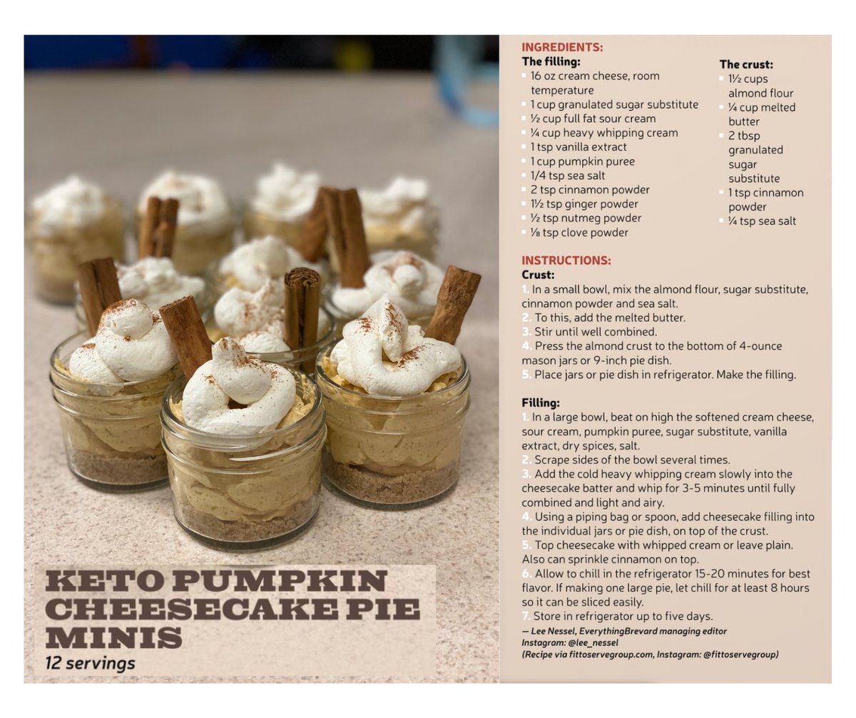 EthingBrevard's tweet photo. Need NEW #Thanksgiving dessert ideas? 🍽 How do #keto-friendly, pumpkin cheesecake minis sound? This #recipe — originally shared in the Nov. ‘21 issue — was a contribution from Lee Nessel, EB’s managing editor. Browse the EB archives here 🔗https://t.co/R3C6iIFBZp https://t.co/tbZMtGCpSe