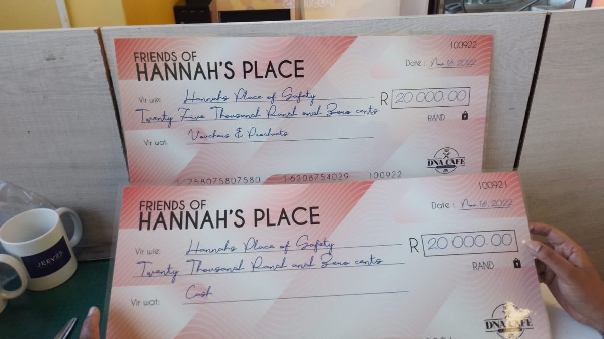 We printed this at INBOX Photo &amp; Print - Soneike, Kuils River. To be presented to Hannah’s Place tomorrow