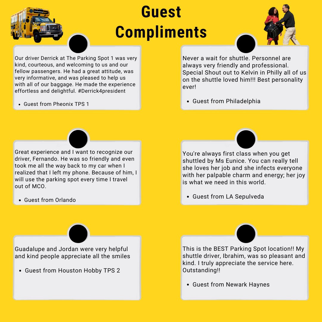 As we look forward to Thanksgiving next week, we want to thank our guests for showing appreciation towards our employees! Check out some of our guest compliments below. #AirportParking #TravelwithTPS #Thankful #GuestCompliments