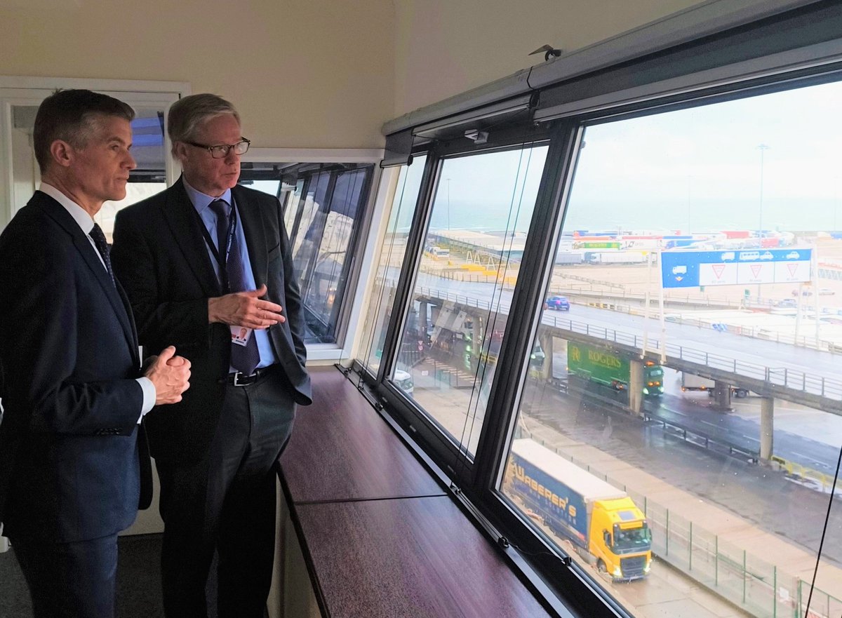 Delighted to welcome <a href="/transportgovuk/">Department for Transport</a> Secretary of State <a href="/Mark_J_Harper/">Mark Harper</a> to #PortofDover today and highlight the exciting opportunities for the UK at Britain's busiest port, handling £144 billion of trade.