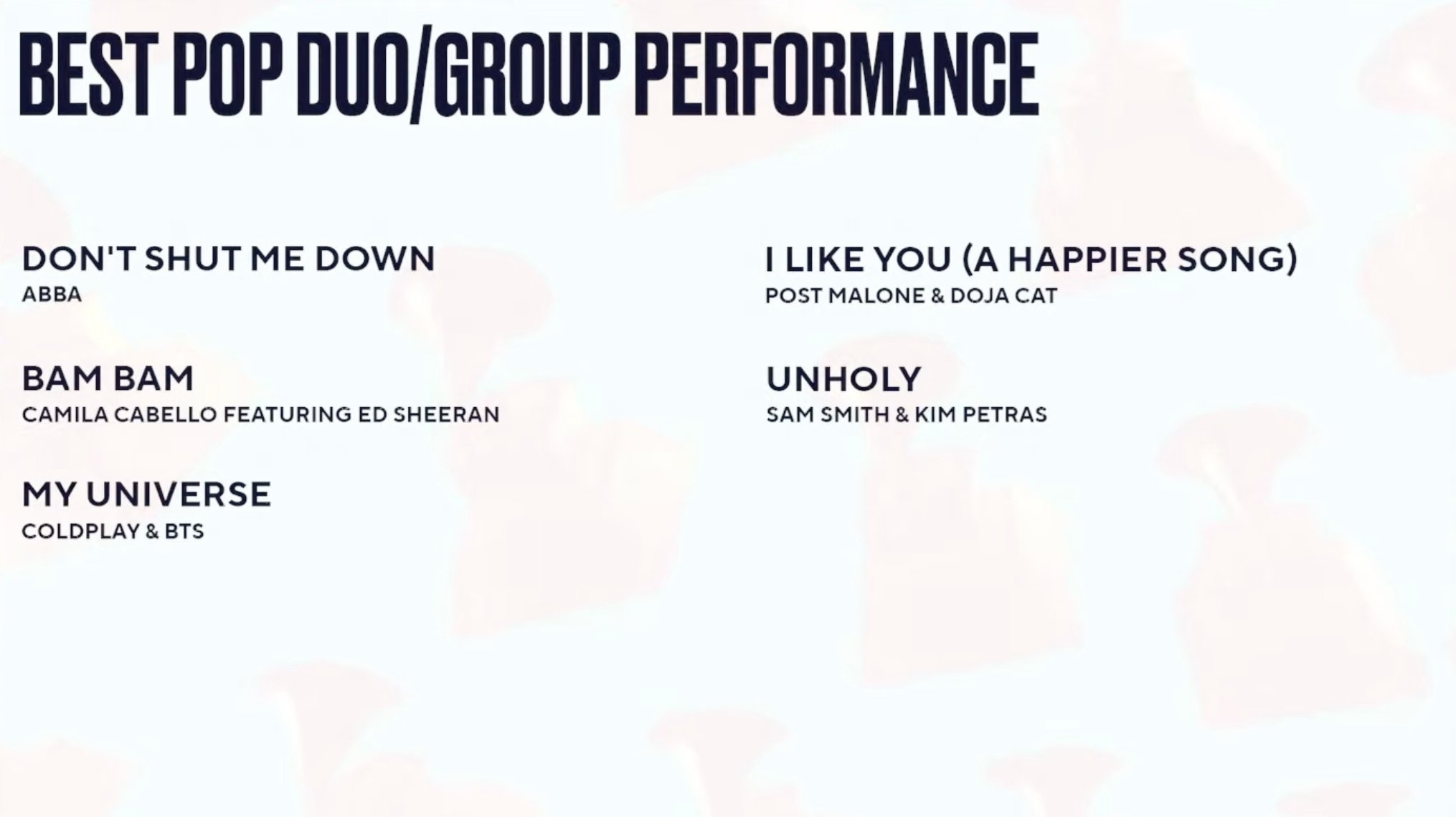 BTS Charts & Translations on X: My Universe (@coldplay & @BTS_twt)  has earned a nomination for Best Pop Duo/Group Performance at the 2023 # GRAMMYs!  / X