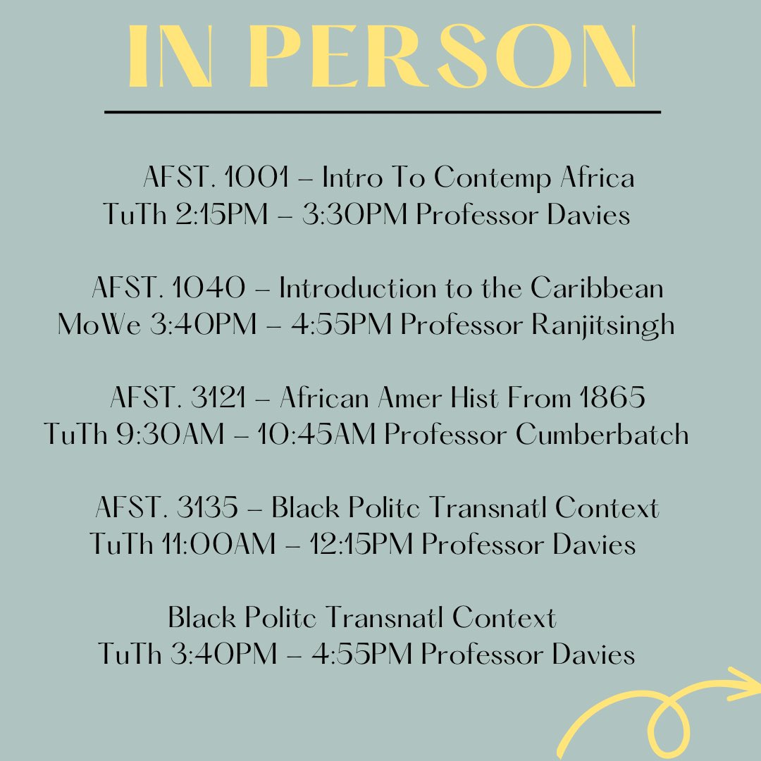 Africana Studies Spring 2023 In Person courses
