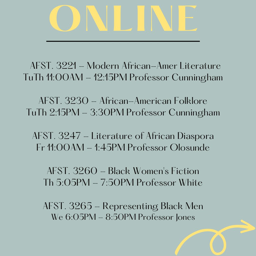 Africana Studies Spring 2023 Online course schedule