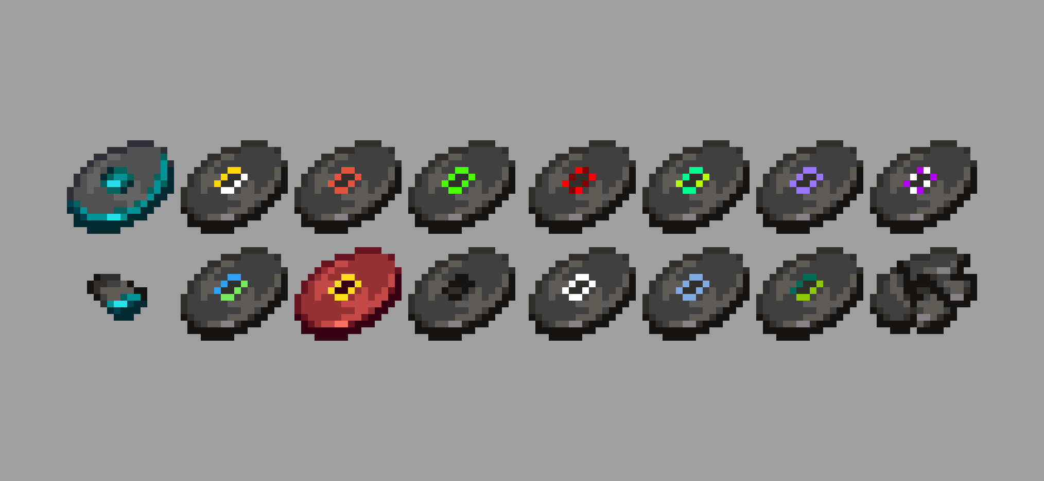 I made pixel art of all of the discs ( Pre 1.19 ) in Minecraft