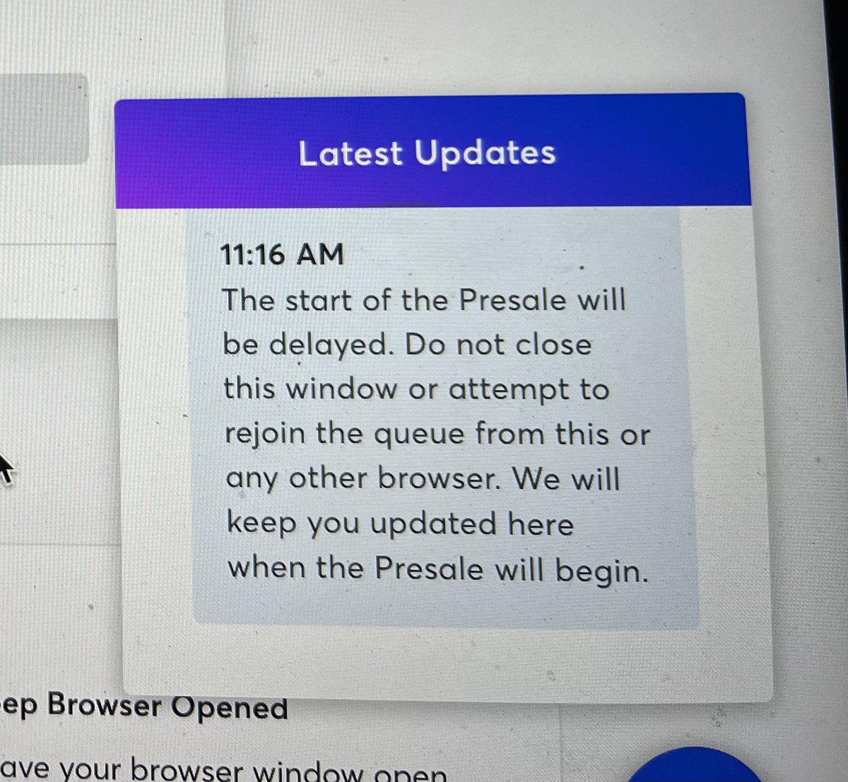 FitFabAndLean's tweet photo. Thank you @Ticketmaster for at least FINALLY giving fans an update on the #TaylorSwiftErasTour presale. Just communicate!!! https://t.co/3ihEMOzpRZ