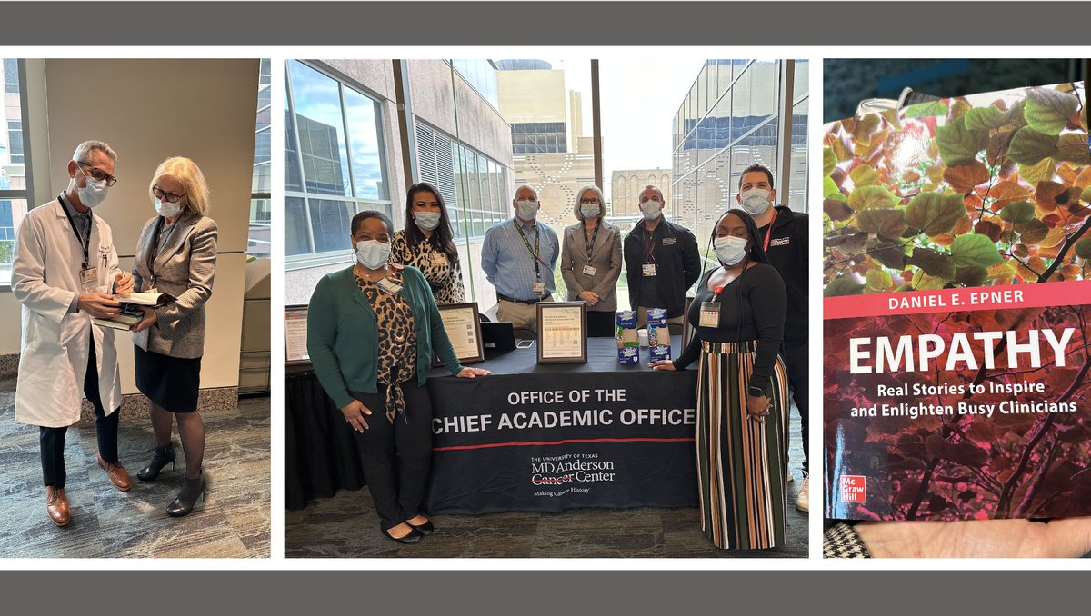 It's a great time at the @MDAndersonNews CAO Pop-up!! There's still a few massage slots left - sign up on the Pickens Skybridge! Or come grab a book - Featuring @epnermd book 'Empathy'. @CarinHagberg @Kallenwright1 @EvanThoman #Endcancer