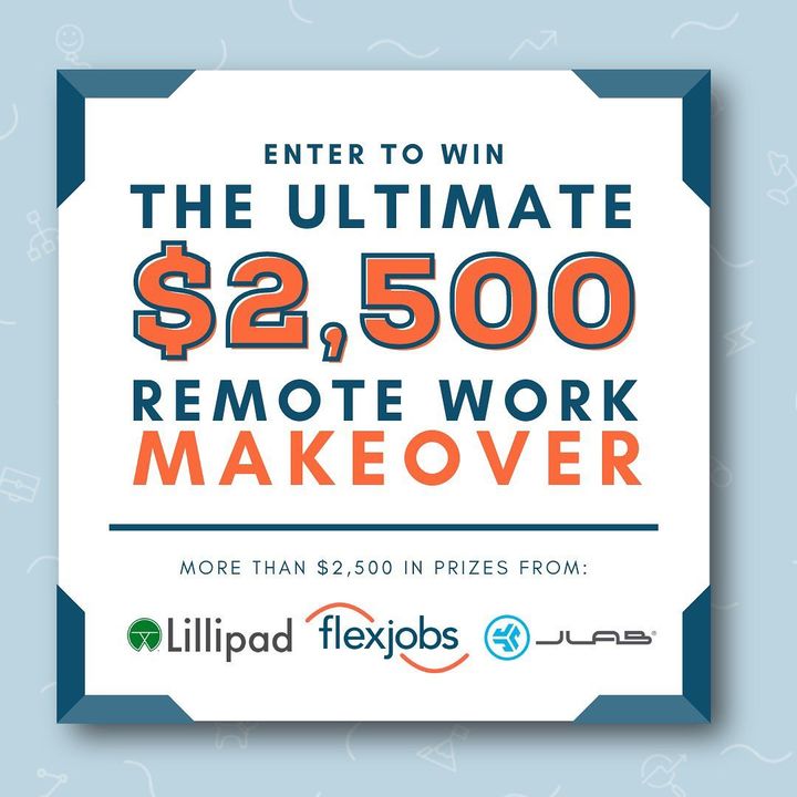 OpSecCllorud's tweet photo. WIN THE ULTIMATE $2,500 #REMOTEWORK MAKEOVER 😍 @flexjobs, @lillipadco,  and @JLabAudio have teamed up to give one lucky winner a complete makeover of their workspace. Enter to win this giveaway 👉 https://t.co/1hT7KCiGqS #giveaway #flexjobs #lillipad #jlab #giveawayalert https://t.co/tGbL2QOxIo