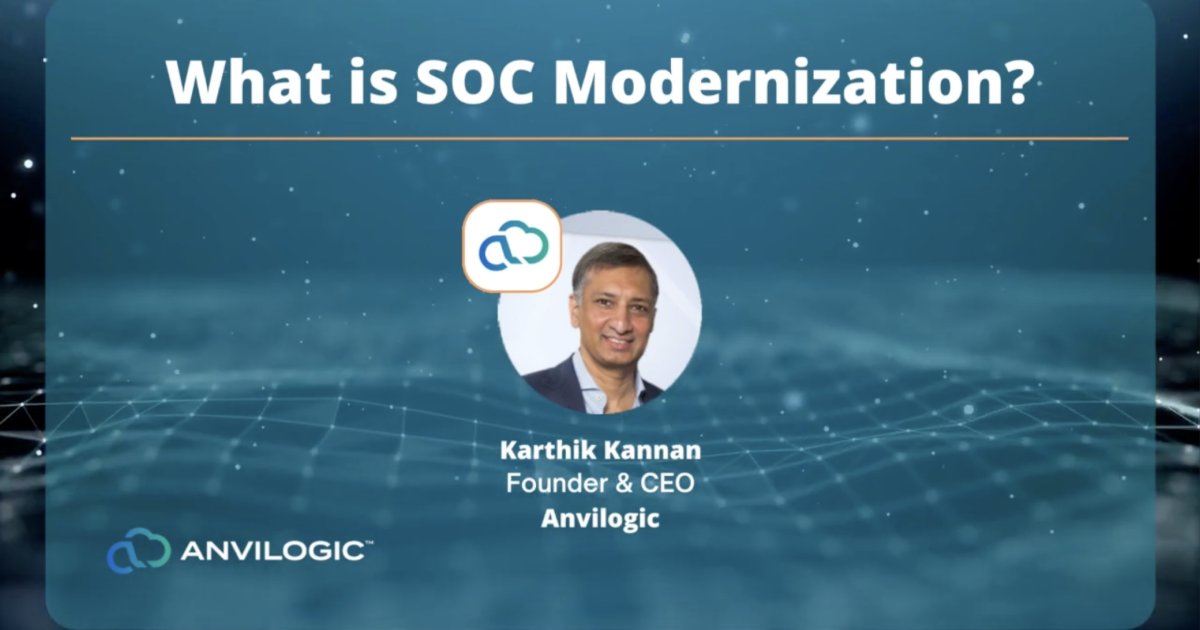 WeAreAnvilogic's tweet image. In our latest installment of the Let&apos;s Talk SOC Modernization series, Anvilogic&apos;s Founder and CEO Karthik Kannan outlines SOC Modernization. Watch now!  
hubs.li/Q01sgjcR0

#SOCModernization #Cybersecurity #Anvilogic