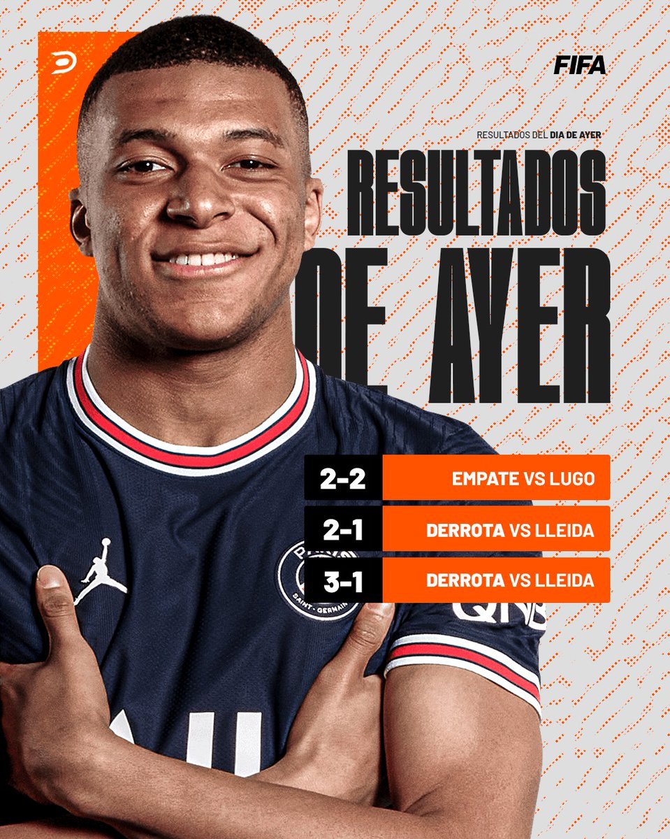 RESULTADOS - #FIFA23ClubesPro

👿 @DiablosEU_FIFA

🏆 @PLGeFootBall 
🆚 <a href="/CDLugo_eSports/">CDLugo eSports</a>
🙆 2-2

🏆 <a href="/VPG_Spain/">Virtual Pro Gaming España</a>
🆚 @LleidaeSports_
❌ 1-2/1-3

#GoDiablos 🧡🤍