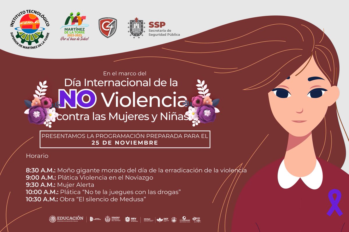 Tec_Martinez's tweet photo. Para conmemorar el Día Internacional de la Eliminación de la Violencia contra la Mujer, el Instituto Tecnológico Superior de Martínez de la Torre presenta una serie de interesantes actividades para nuestra comunidad tecnológica. https://t.co/Ir7NwQgOxl