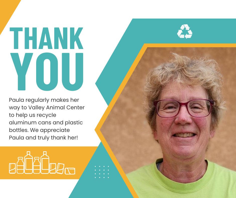 On this #NationalRecyclingDay, we’d like to remind you that you can drop off your aluminum cans and plastic bottles at our shelter. Additionally, we’d love to take this moment to recognize the individual who helps us collect the funds, Paula Loyd! Thank you, Paula! ♻️
