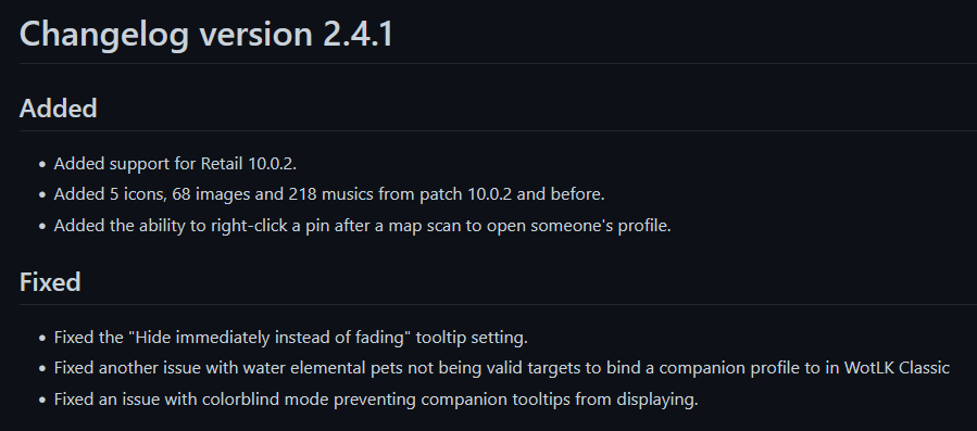 TotalRP3's tweet photo. Total RP 3 version 2.4.1 is now available for patch 10.0.2. This version includes new images and musics from Dragonflight, a new option to open profiles from the map, and some bugfixes.

Curseforge: https://t.co/Jb2A3cW3gb
Wago: https://t.co/M3rWYTBm2E https://t.co/ynIH02IFyp