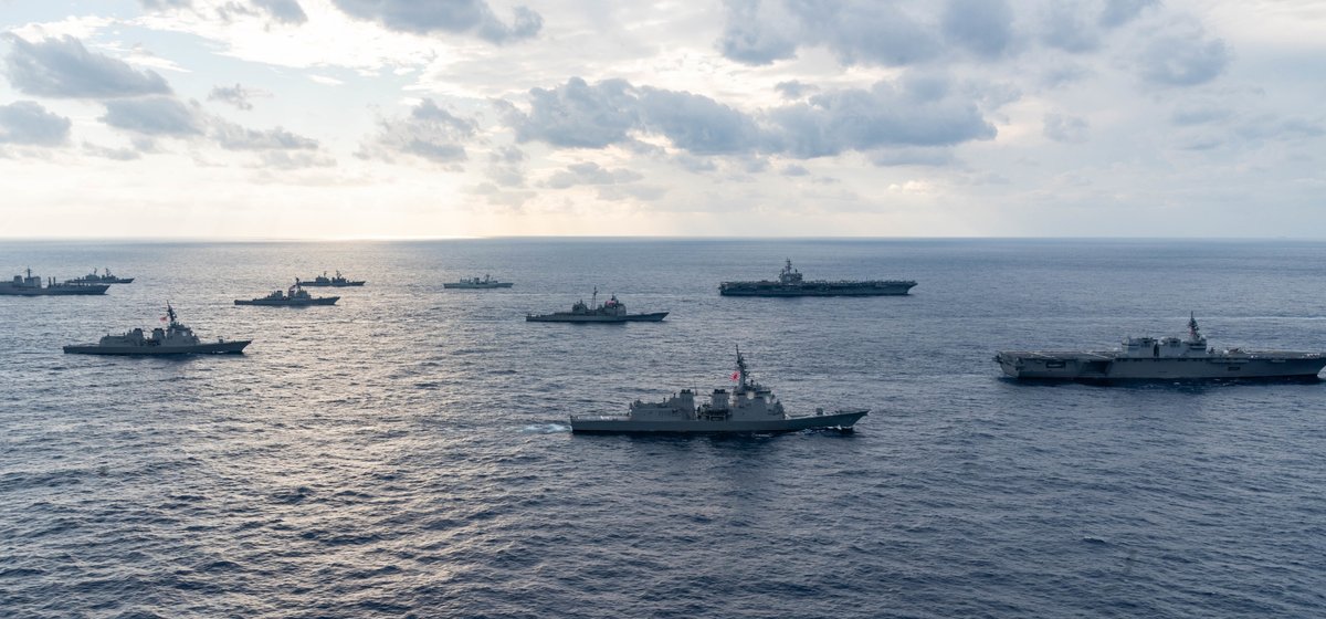 Sea Power meets #NavyPartnerships 🇺🇸 🇯🇵 🇬🇧 🇦🇺 🇨🇦 ️ Ships and aircraft from the @jmsdf_pao_eng, @RoyalNavy, @Australian_Navy, @RoyalCanNavy participated in exercise #KeenSword 23, in the Philippine Sea, Nov. 14. Keen Sword 23 increases #NavyReadiness and #Interoperability!