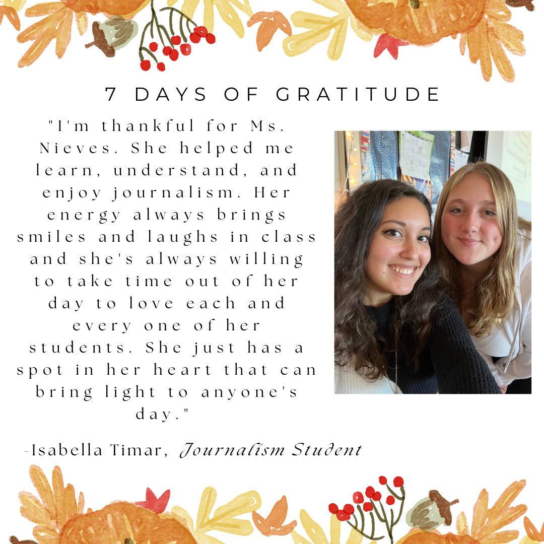 lhslibertylife's tweet photo. Isabella Timar is the last one today who’s thanking our own Ms. Nieves! https://t.co/dxnxThizUA