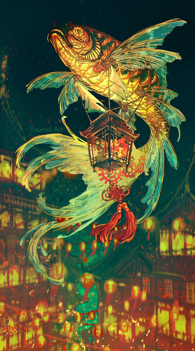 Yuumei_Art's tweet photo. The Koi Lantern Kickstarter will go live tomorrow! 

My entire life is just fish now lol. Draw fish, make fish, be fish 🐟 https://t.co/x7mUWdyVeP