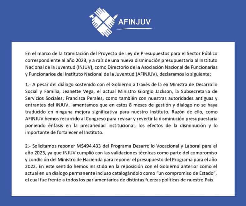 jescanillav's tweet photo. Una vez más dentro de @MinDesarrollo somos el @InjuvChile que se debe sacrificar una vez más lXs jóvenes  se quedan con menos oferta programática hasta cuando @GiorgioJackson @franperalesf @jpduhalde debemos esperar #Presupuesto2023 @BancadaPPD_IND @bancadaPSchile @anefchile https://t.co/DpIsNnLzYC