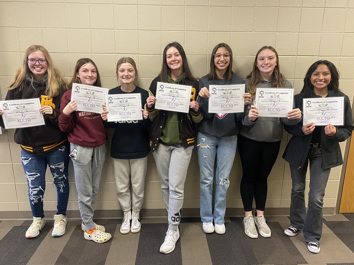 Our student daycare workers received their KCCTO certificates for the “Foundation for Safe and Healthy Early Care Facilities”. They have worked hard all semester and are now qualified to be employed as a child care provider. 👏🏼 #CTE #FCS #EarlyChildhood
