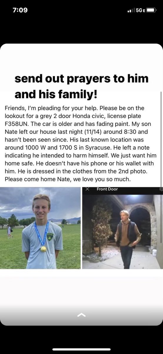 CreightonGreen's tweet photo. Utah Followers: One of my neighbors has been missing since last night. Please be on the lookout. https://t.co/7je7tUI62J
