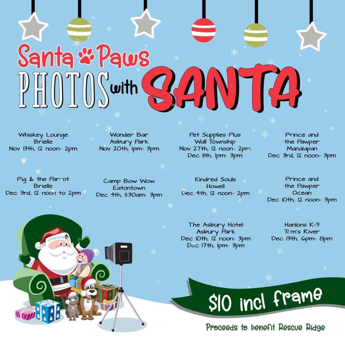 It’s that time again! Join us a this years Santa Paws events and help to save the lives of the homeless animals. Your $10 donation benefits the animals of <a href="/rescueridge/">Rescue Ridge</a>! #donate #santapaws #rescueridge #client #socialsidekick