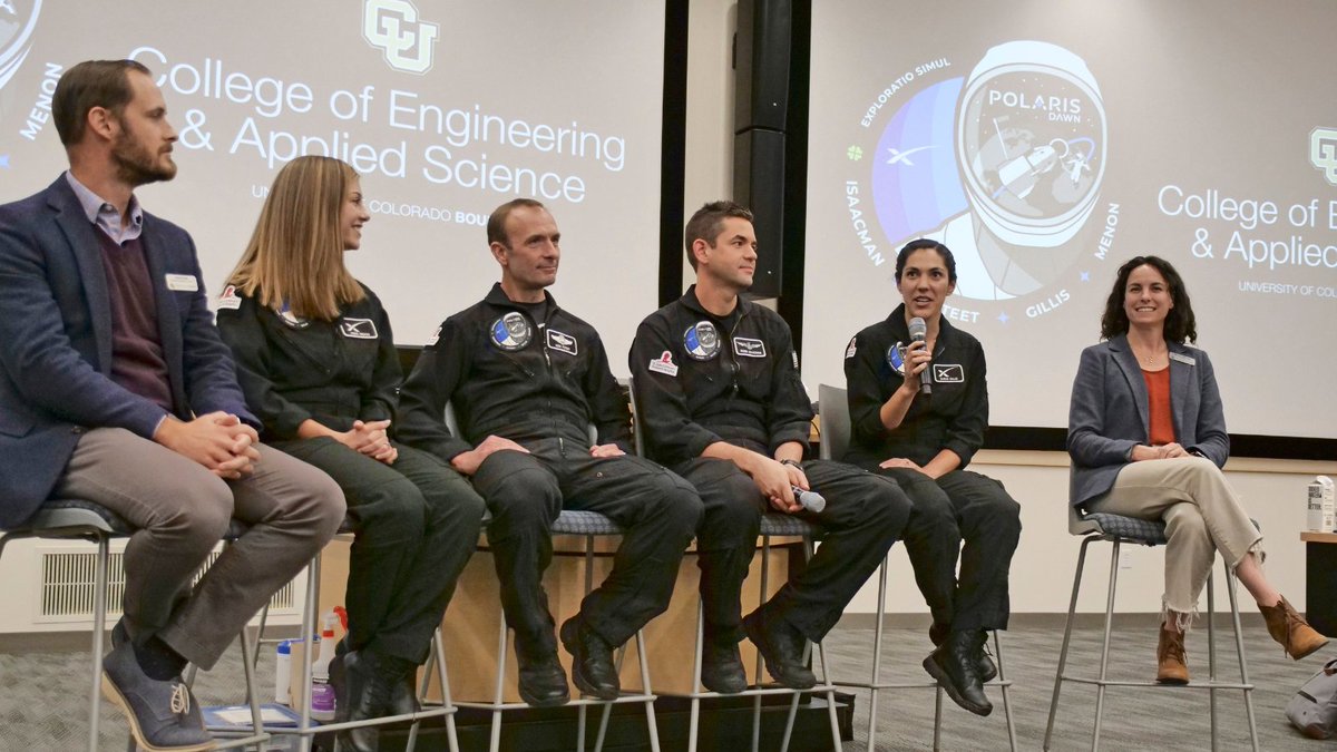 Last night, @CUEngineering had the privilege of hosting the @PolarisProgram Space Crew! 🚀👩‍🚀 We are incredibly grateful to Jared Isaacman, Scott Poteet, Anna Menon, and Sarah Gillis for sharing their experience with our students, faculty, and alumni. Check out the photos 📸