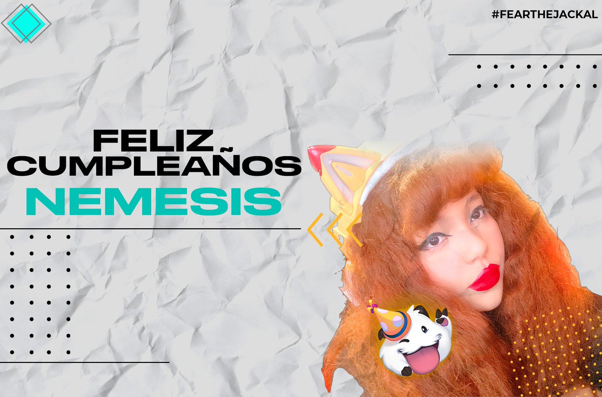 🎂| FELIZ CUMPLEAÑOS

Hoy queremos felicitar a nuestra top laner @nemesis_jane ! Te mandamos las mejores vibras de todo Runaterra, pero especialmente las mejores de Noxus.
Muchos abrazos para la generala Noxiana, para la Jefa de Jefas!

#GoAns #GoNeme #FearTheJackal