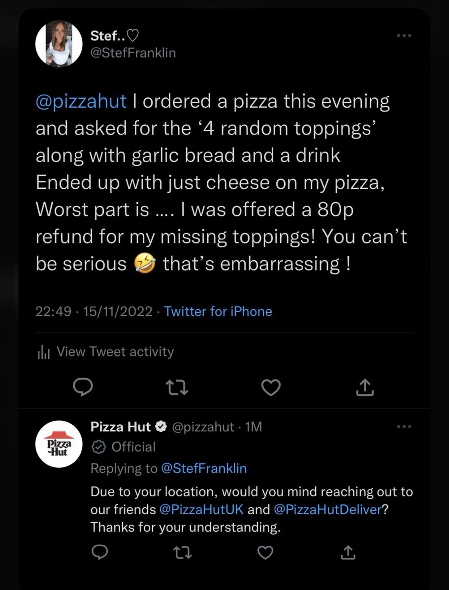 StefFranklin's tweet photo. @pizzahutuk @pizzahutdeliver https://t.co/lprSh0nKKu