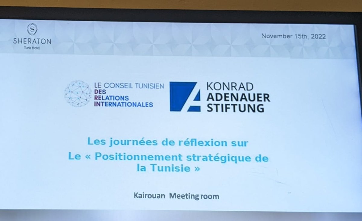 HajerGueldich's tweet photo. Lancement réussi du premier Think Tank tunisien indépendant en matière de relations internationales et stratégiques, le Conseil Tunisien des relations internationales, présidé par son excellence M. Khemaies Jhinaoui, avec le partenariat de la Konrad Adenauer Stiftung #TCIR #KAS https://t.co/0S8wZxsi0K
