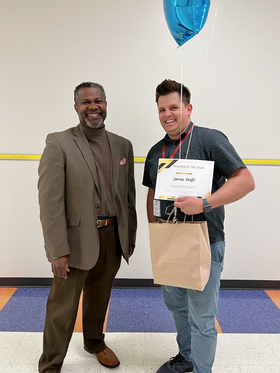 Congratulations to our 22-23 Teacher of the Year, Mr. Jairus Dolfi, Intervention Teacher! 🎉🎈🎊