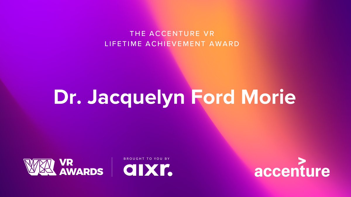 We are delighted to unveil that this year's <a href="/Accenture/">Accenture</a> VR Lifetime Achievement Award goes to Dr Jacquelyn Ford Morie (@skydeas1), founder &amp; chief scientist of <a href="/AllTheseWorlds1/">AllTheseWorlds</a>. 

Jacquelyn will join us for the #VRA22 ceremony in Rotterdam, learn more here: hubs.ly/Q01shVJz0