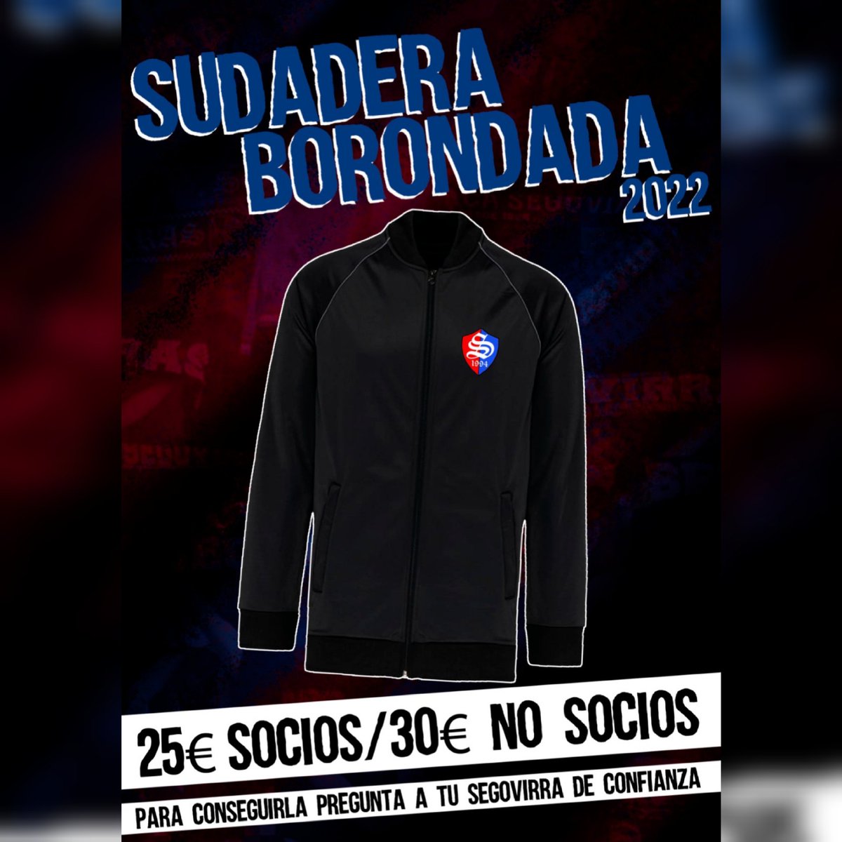 ⚠️NUEVO MATERIAL⚠️

Sudadera con cremallera con el escudo bordado.

Socios: 25€.
No socios:30€.

¡Hazte con la tuya!

Segovirras 1994 🔴🔵