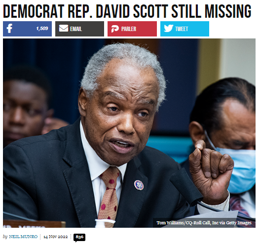 CaesarGonzGA's tweet photo. Voters of #GA13 deserve answers.
"Rep. David Scott (D-GA), age 77, has not been seen in public for weeks, even during his landslide win on election day. His disappearance has prompted chatter that he is incapacitated or worse."
https://t.co/w5faizAsfW #WhereIsDavidScott? #gagop https://t.co/ogFSI6RZPy