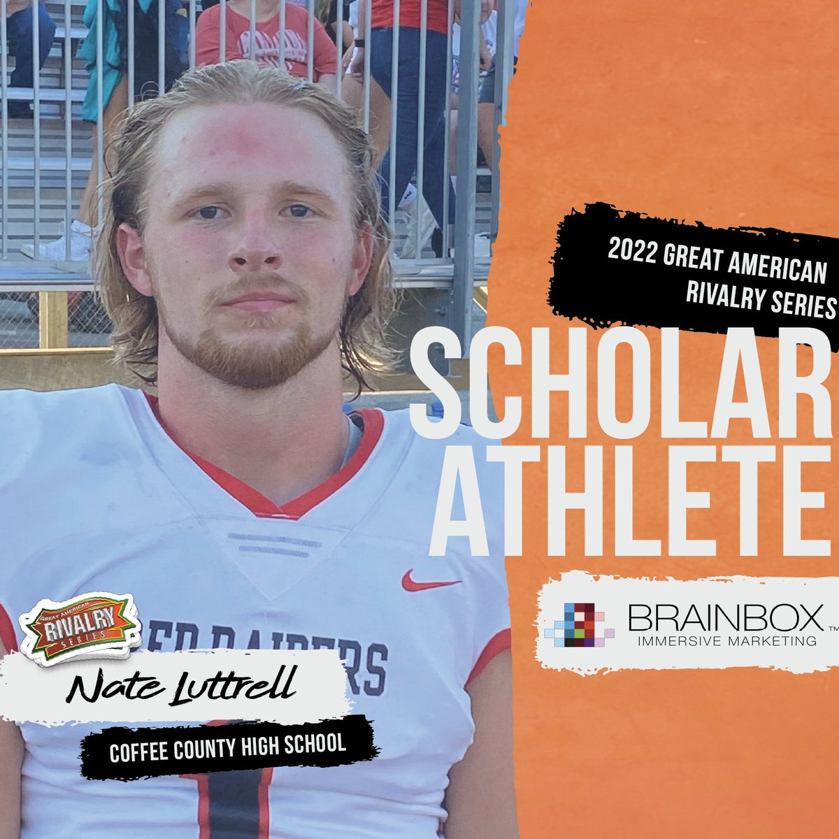AmericanRivalry's tweet photo. Your support will help secure Nate Luttrell from Coffee County a spot on our 2022 Scholar Athlete All-America team and an additional scholarship!

VOTING IS UNLIMITED ‼️

Vote for Nate ➡️ https://t.co/qiuvApKLQ4 https://t.co/dei18gJlsM