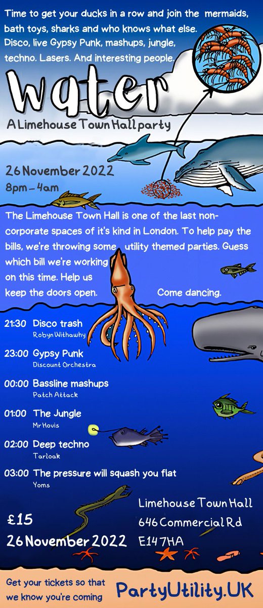 Come dance with us! And help us keep the lights on at our wonderful home, Limehouse Town Hall, one of the last non-corporate civic arts spaces of its kind in London. Saturday 26th November. 8pm -4am Tickets and event info at: partyutility.uk mailchi.mp/5688f697d718/w…