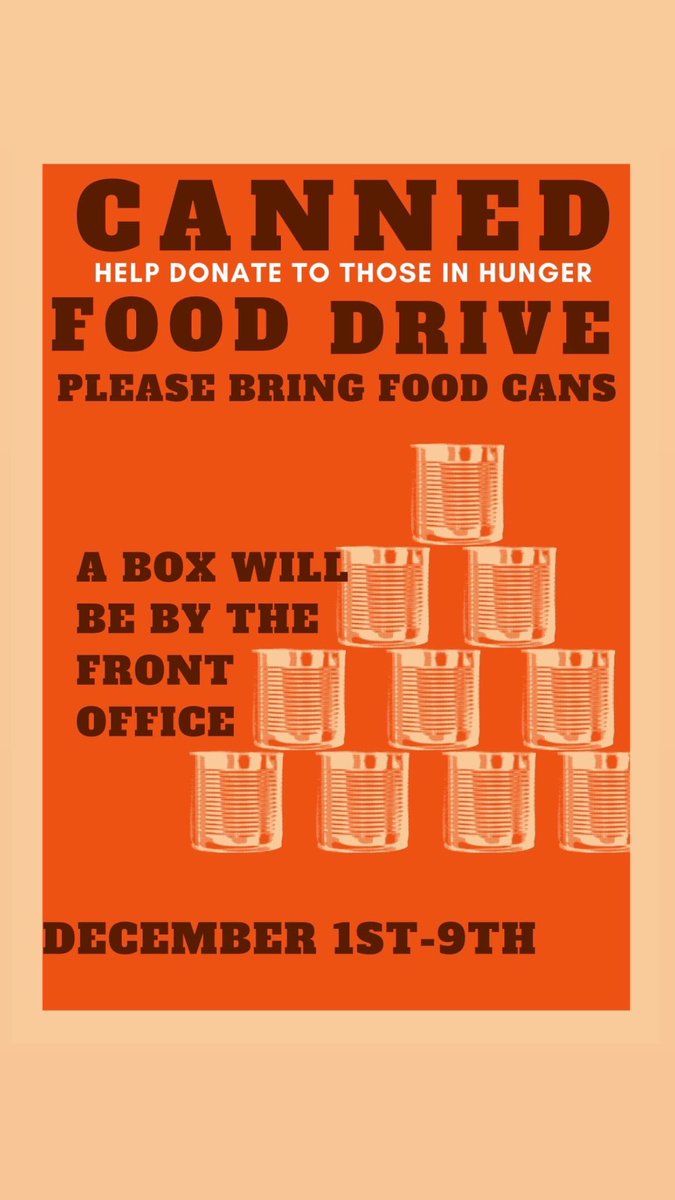 Please bring cans for the food drive!