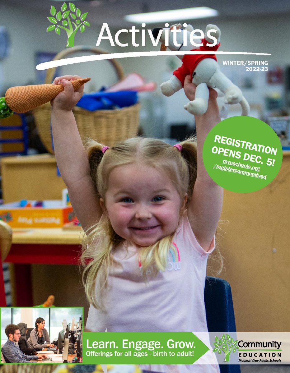 mvpschools's tweet photo. The winter/spring Community Education catalog will arrive in homes soon. Registration for activities opens Monday, December 5, at 9 a.m. Take a look at the digital catalog to see the upcoming offerings for adults, youth and families!
https://t.co/udXXiex2Lz https://t.co/CVbXcJLgKf