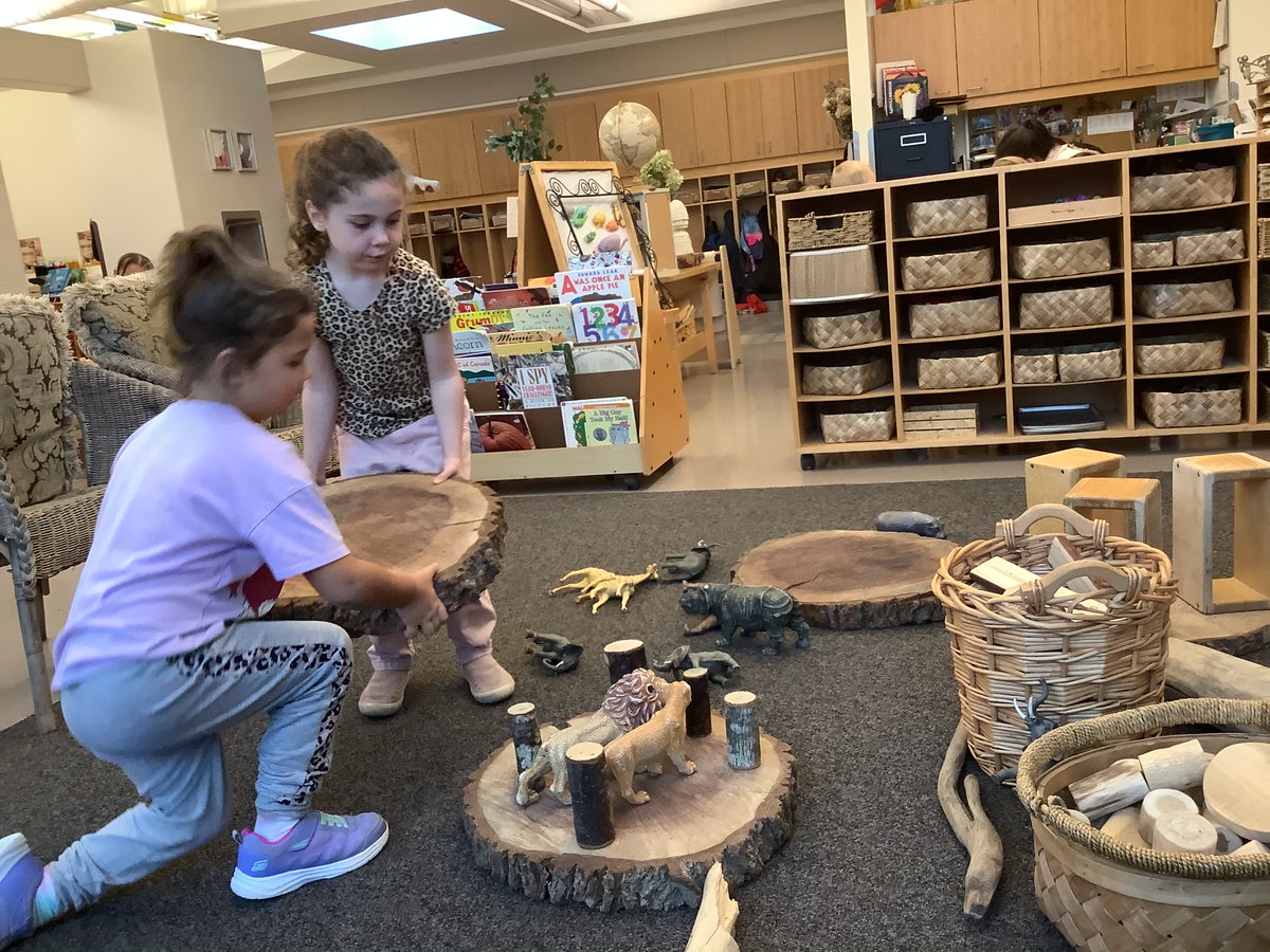 JBrentECE's tweet image. While creating a home for their animals to live, E noticed there were 5 log posts. She pointed at the number 5 nearby. Then E &amp;amp; M did the ’number jump’, counting &amp;amp; reciting all the numbers on the sill. 
#EnvironmentAsAThirdTeacher #ObservationAsAssessment 
#PlayAndLearning