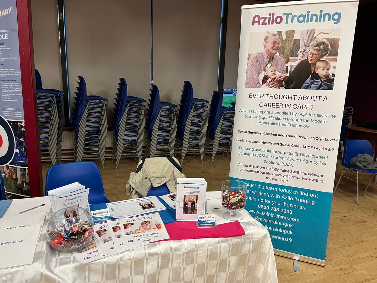 azilotraininguk's tweet photo. Great to be back out exhibiting again in secondary schools &amp; getting to talk about our childcare apprenticeship program. Today our Edinburgh assessors have been to @PrestonLodgeHS  &amp; tonight they are at @mgsonline talking to pupils about  #careersinchildcare &amp; #apprenticeships https://t.co/dOvk8R4zxP