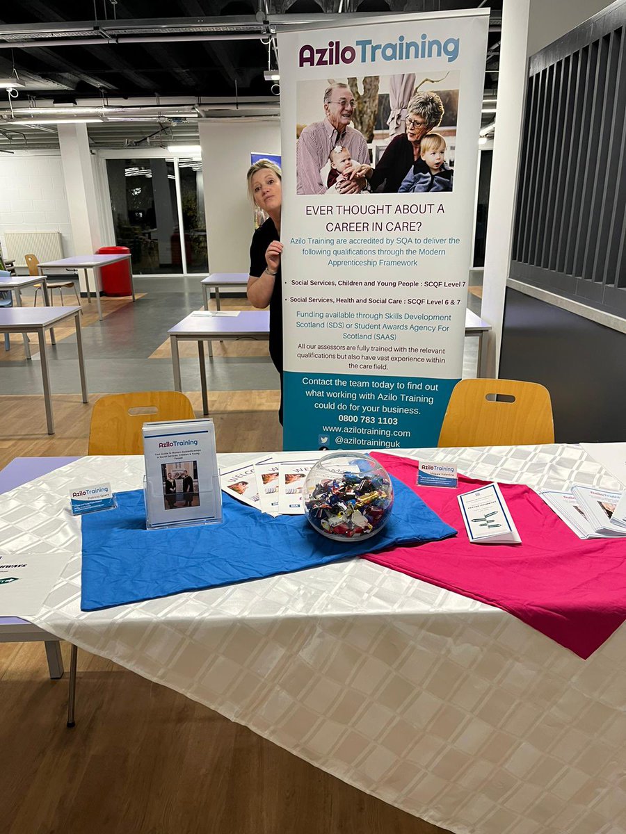 azilotraininguk's tweet photo. Great to be back out exhibiting again in secondary schools &amp; getting to talk about our childcare apprenticeship program. Today our Edinburgh assessors have been to @PrestonLodgeHS  &amp; tonight they are at @mgsonline talking to pupils about  #careersinchildcare &amp; #apprenticeships https://t.co/dOvk8R4zxP
