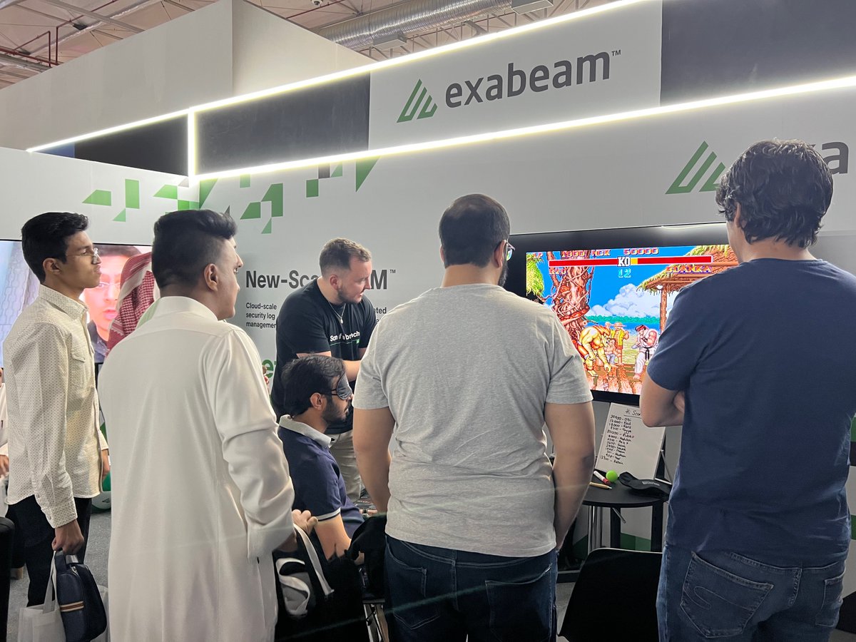 exabeam's tweet photo. ๐ Visiting #BHMEA22 this week? Swing by our booth #H4 B10 to meet the Exabeam team and learn more about our exciting #NewScaleSIEM! Don't forget to grab some swag and flex your awesome gaming skills ๐พ! Learn more ๐: https://t.co/tjbnm6LoUq https://t.co/IHHT4bPk4Z