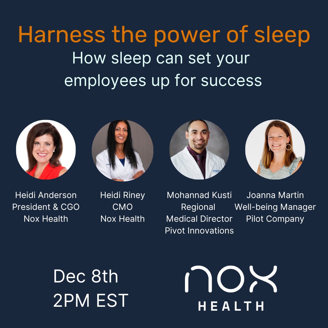 Nox Health will be partnering to host a webinar to discuss how sleep is foundational to overall health! Join us to find out more on how sleep is the foundation to good health.
Harnessing the power of sleep hubs.la/Q01sgCvb0
<a href="/noxhealth/">Nox Health</a>, #sleep, #benefits, #healthcare