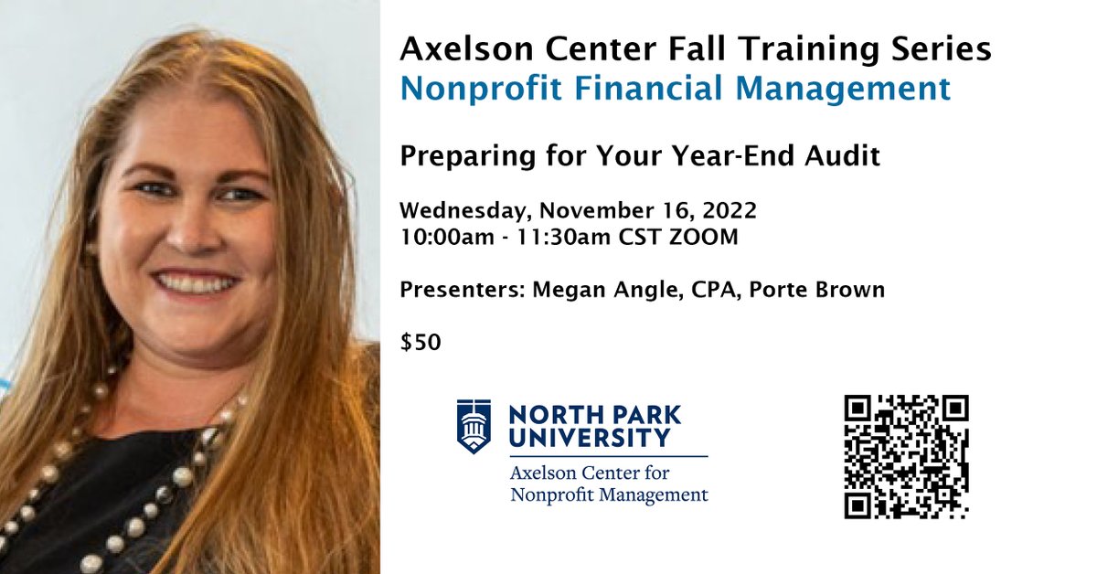 It's never too early to start preparing for your year-end audit! Join us tomorrow with Megan Angle for a practical session that will set you and your organization up for success. Register here now: axelson.app.neoncrm.com/np/clients/axe…