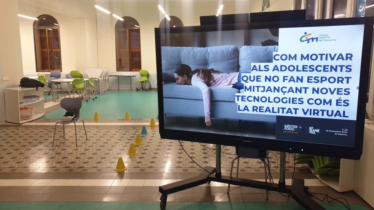 CEMaresme's tweet photo. Avui hem presentat el nostre projecte d'esport i realitat virtual als profes del Grup de Treball del #PCEE @esportcat
La RV com a eina per retornar els adolescents a l'esport i l'activitat física.
 @EsportiuMaresme @ccmaresme @Jo_DiC @catalana_l https://t.co/UWm6VP10j2