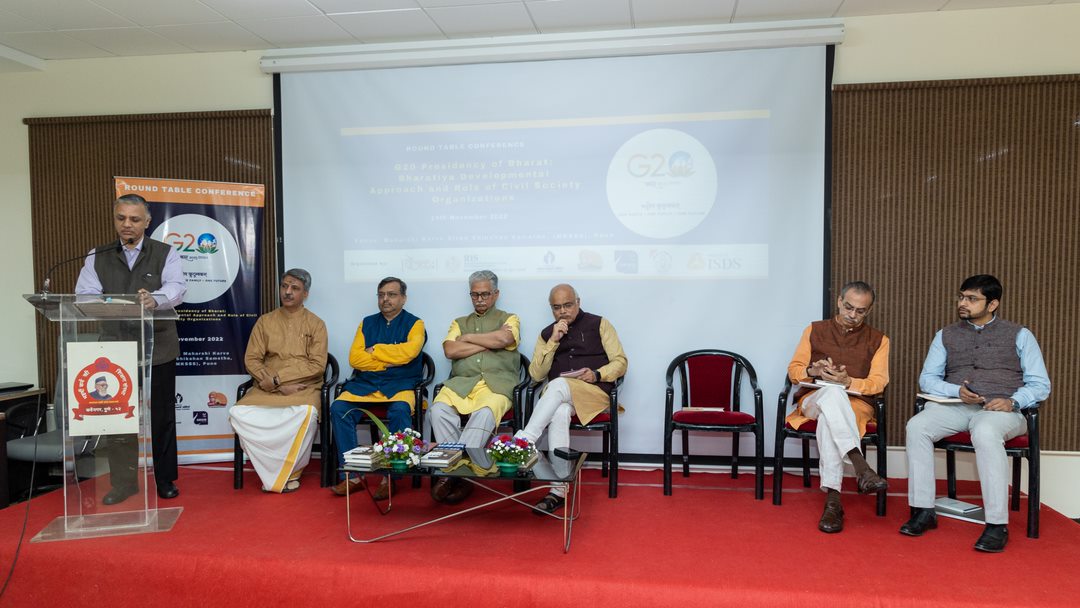 Professor @Sachin_Chat addresses #C20 conference on #Bharatiya Model of Development and Role of #CSOs at Maharshi Karve Stree Shikshan Samtha at Pune @BncaPune with leading organisations and personalities led by Shri @Vinay1011 towards @G20_India