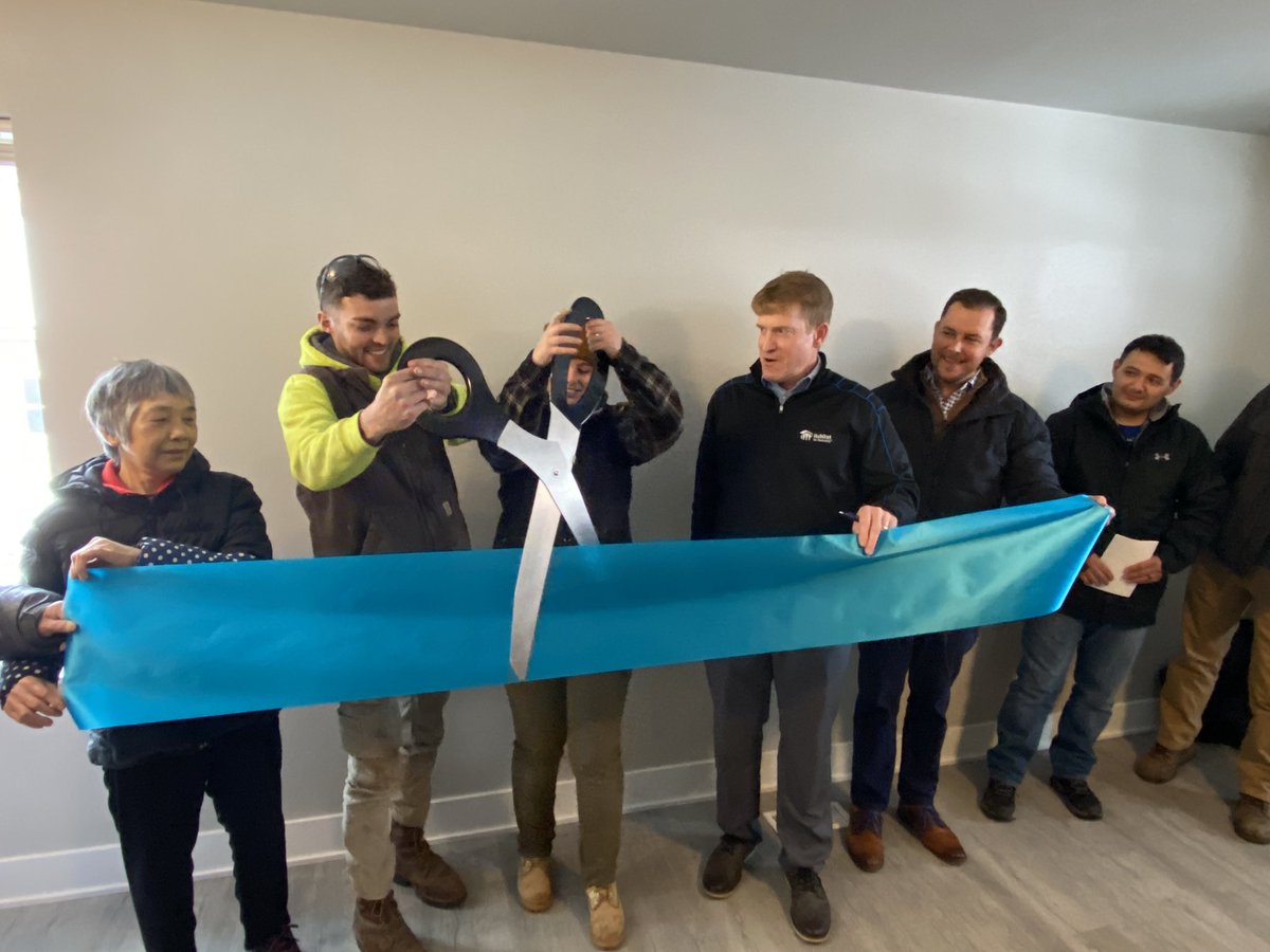 BillsForIowa's tweet photo. Enjoyed seeing the product of the house I helped build in August during its ribbon cutting ceremony today with @Habitat_org. #buildingcommunity https://t.co/iHiIp9hZD3