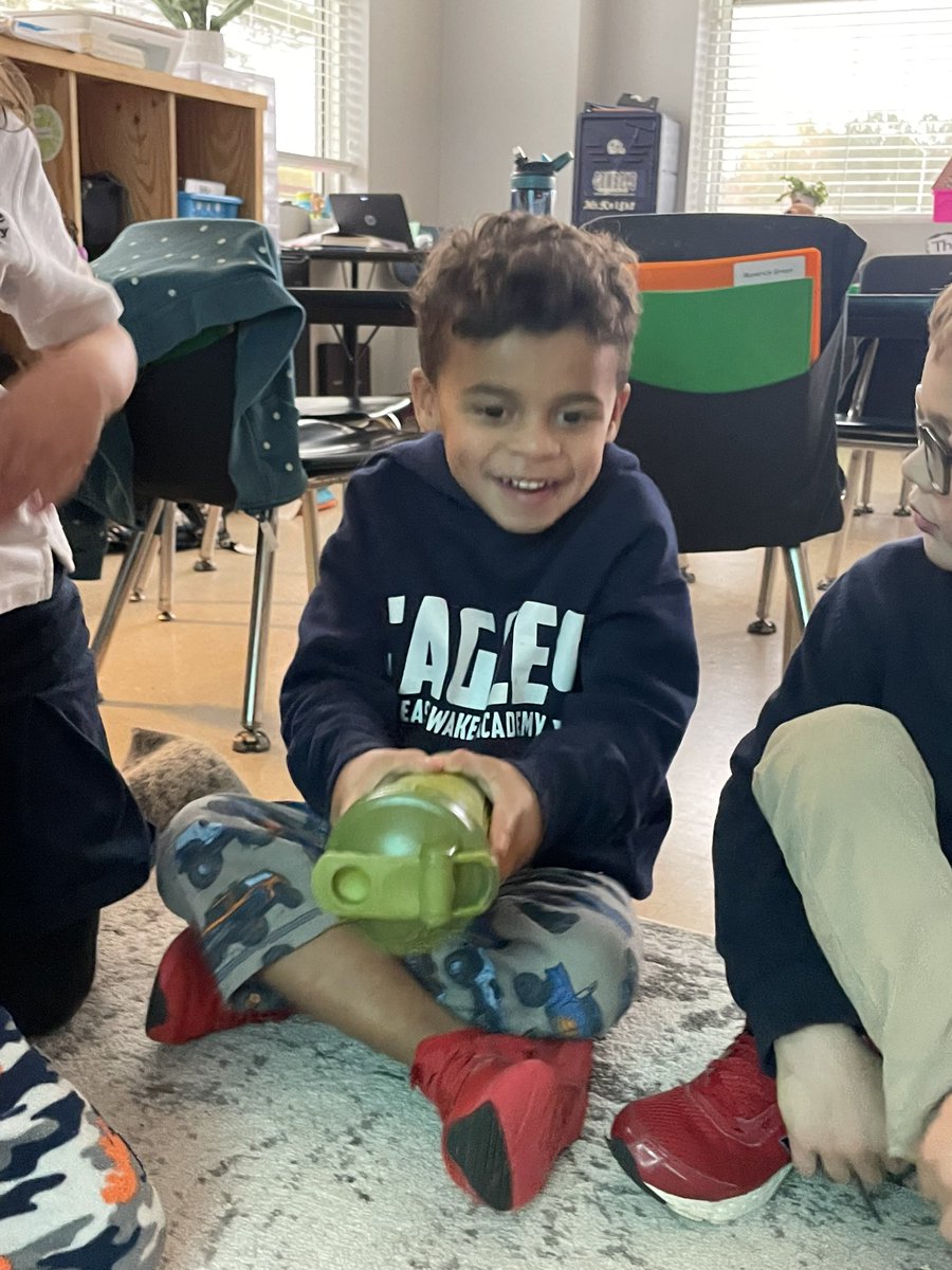 AnnaHeuts's tweet photo. “Shake Shake Shake, Butter we will make - Churn Churn Churn, Now it’s your turn!” 🎶 
We have been learning about “long ago” in Social Studies and reading “Sarah Morton’s Pilgrim Life” in ELA!! It was so tasty! 🧈 
@EASTWAKEACADEMY https://t.co/OXSvjSiJAx